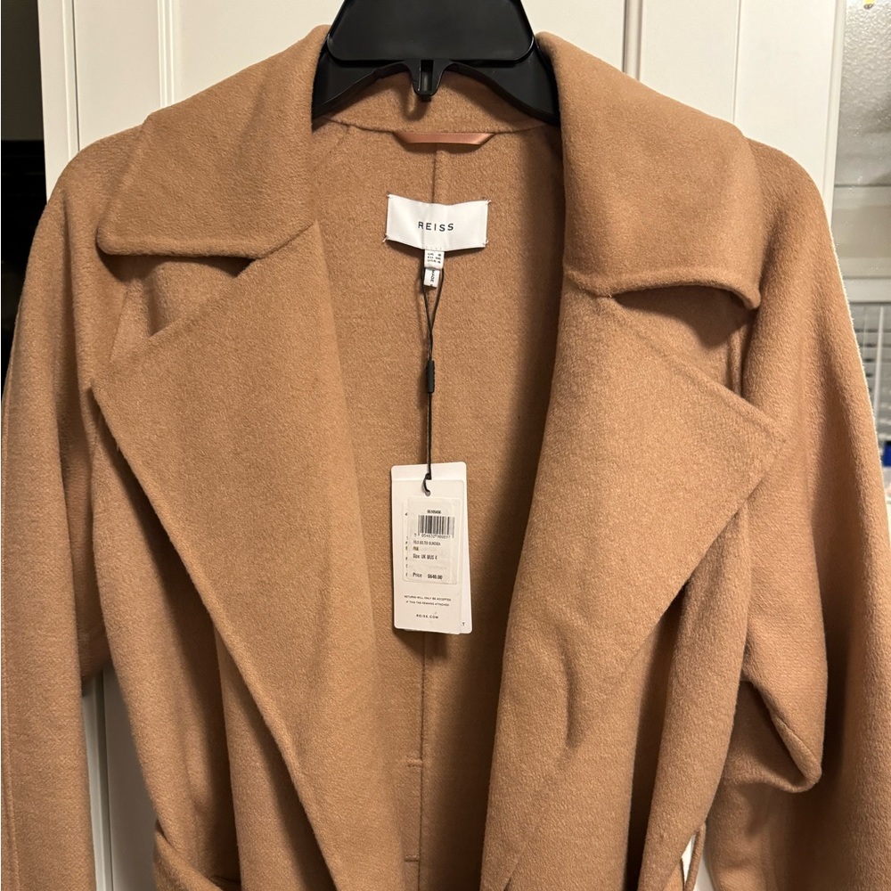 Reiss Wool blend Camel brown wrap pea coat